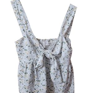 She + Sky Floral Bow Blouse - Light Blue Floral